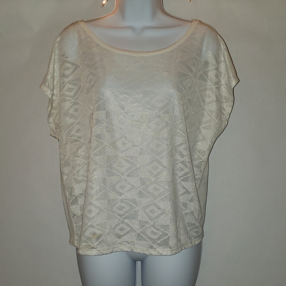 Sheer Diamond-Patterned Cream Top